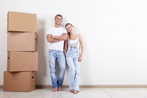 Moving boxes and packed belongings ready for a home move in Vauxhall