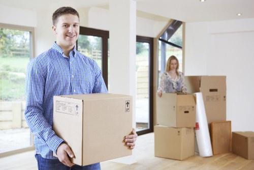 Professional man and van service handling a move securely