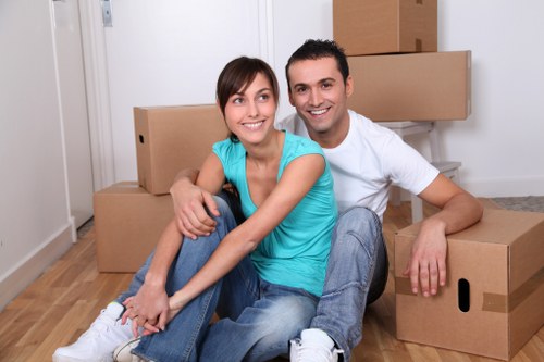 Packed moving boxes and protective wrapping used by house removalists in Vauxhall
