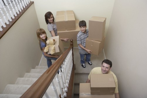 Removal van loading household items during a Vauxhall move